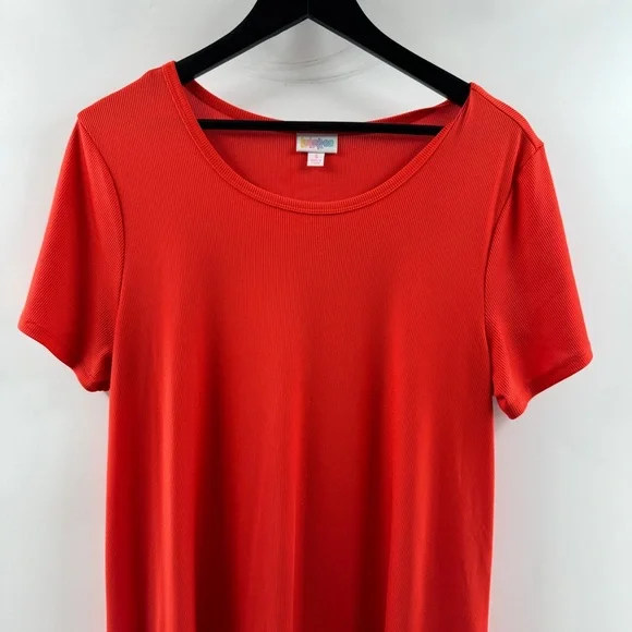 LuLaRoe Carley Dress Solid Red Ribbed Swing Dress Size Small - Picture 2 of 7
